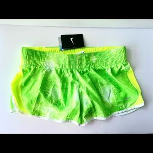 New Nike Dri-Fit Medium M Women’s Running Athletic Gym Shorts Neon Green Yellow